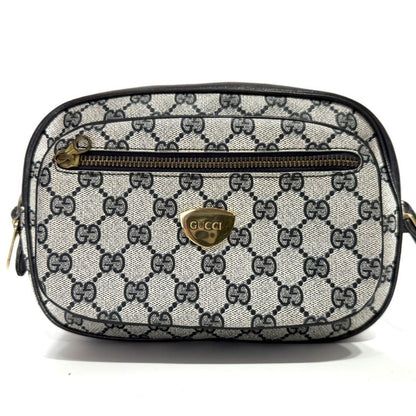 GUCCI Shoulder Camera Bag Purse GG Supreme Black Authentic