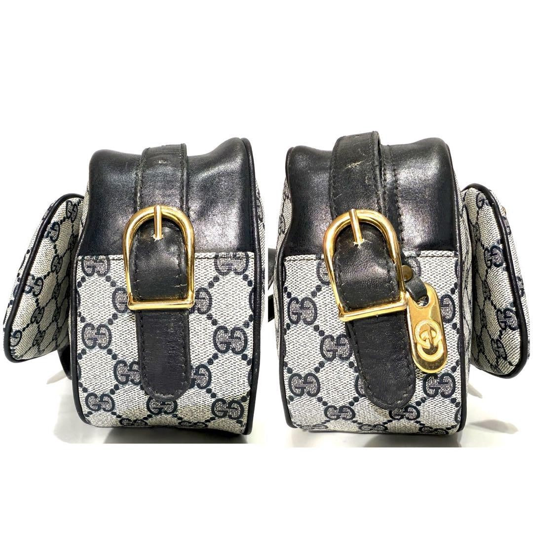GUCCI Shoulder Camera Bag Purse GG Supreme Black Authentic