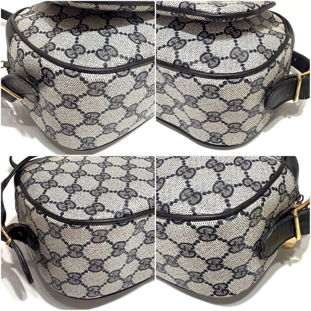 GUCCI Shoulder Camera Bag Purse GG Supreme Black Authentic