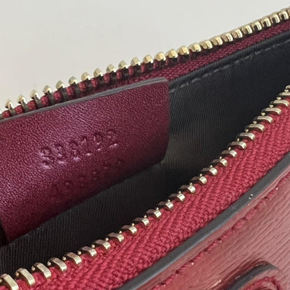GUCCI Hand Pouch Chain Interlocking Patent Leather Red Gold Authentic