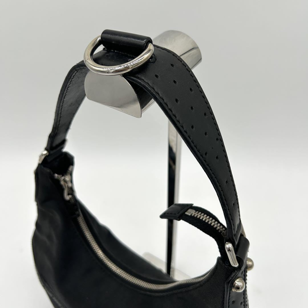 GUCCI Shoulder Bag Purse Interlocking Canvas Leather Black Authentic
