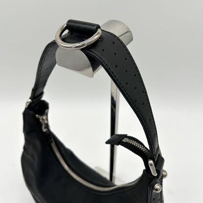 GUCCI Shoulder Bag Purse Interlocking Canvas Leather Black Authentic