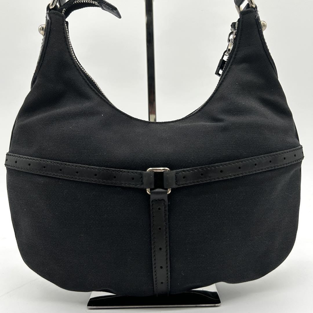 GUCCI Shoulder Bag Purse Interlocking Canvas Leather Black Authentic