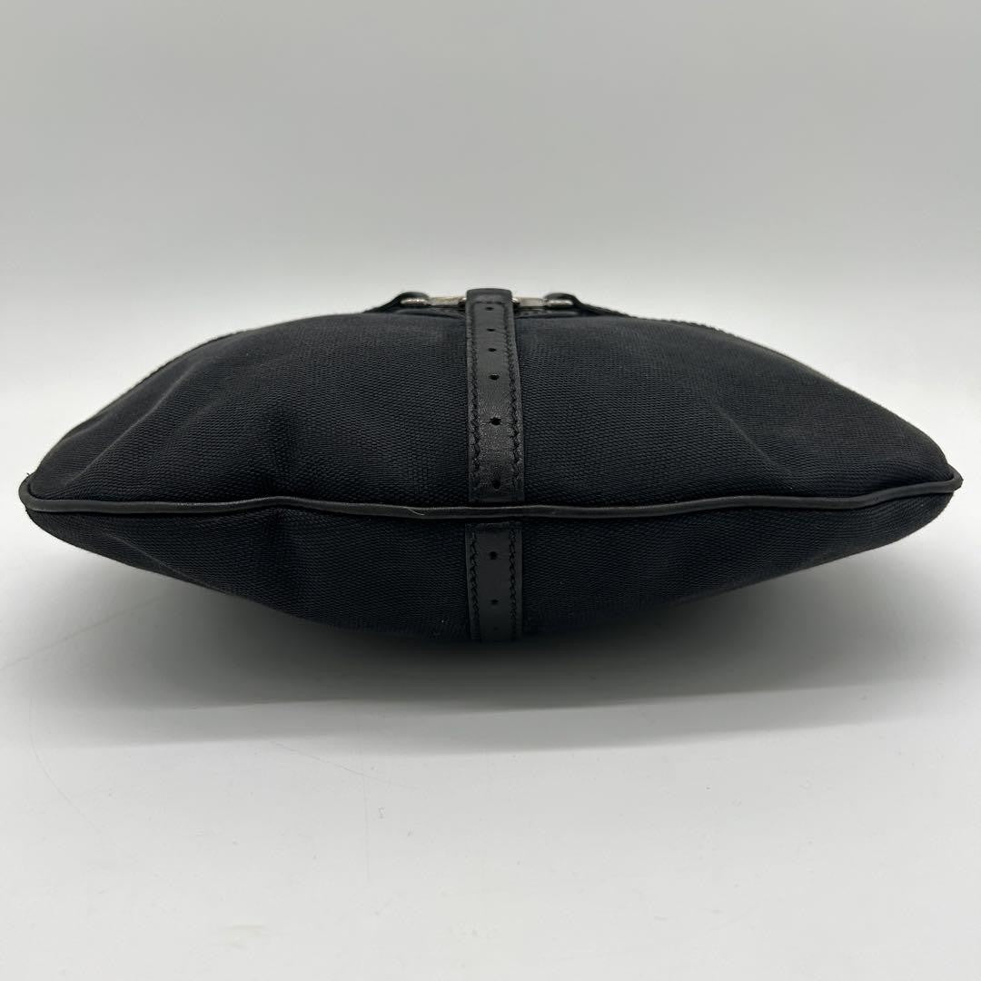 GUCCI Shoulder Bag Purse Interlocking Canvas Leather Black Authentic