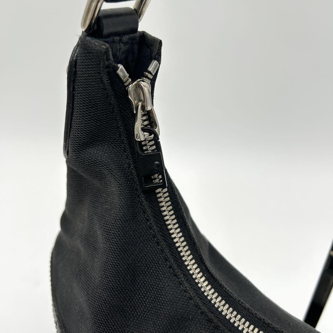 GUCCI Shoulder Bag Purse Interlocking Canvas Leather Black Authentic