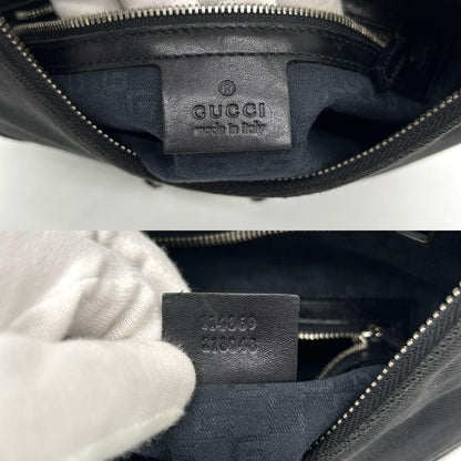 GUCCI Shoulder Bag Purse Interlocking Canvas Leather Black Authentic
