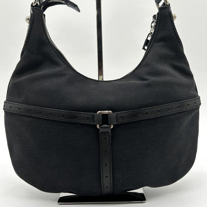 GUCCI Shoulder Bag Purse Interlocking Canvas Leather Black Authentic
