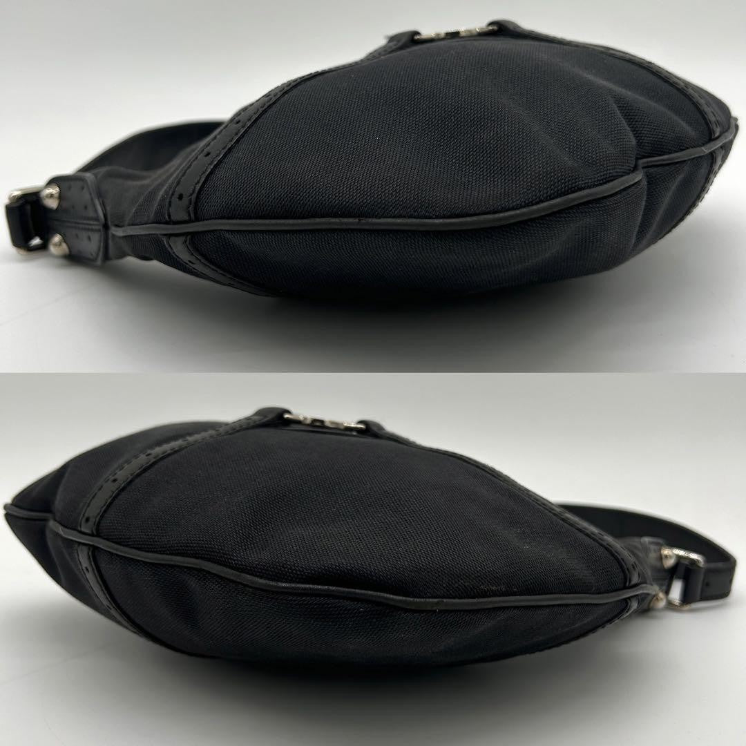 GUCCI Shoulder Bag Purse Interlocking Canvas Leather Black Authentic