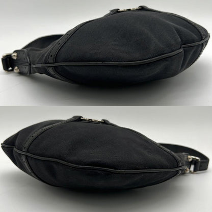 GUCCI Shoulder Bag Purse Interlocking Canvas Leather Black Authentic