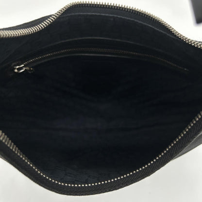 GUCCI Shoulder Bag Purse Interlocking Canvas Leather Black Authentic