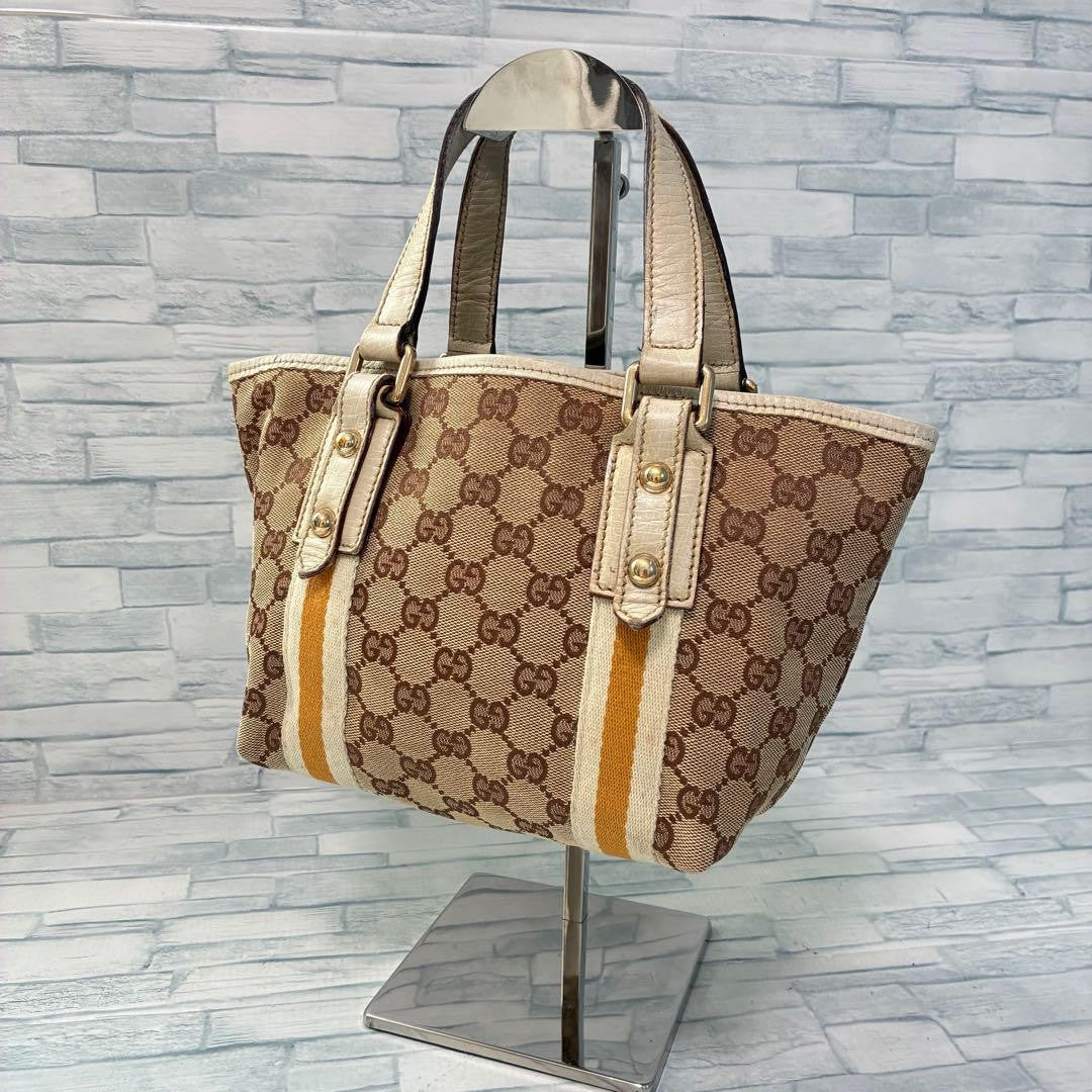 GUCCI Hand Bag Tote Purse GG Canvas Authentic