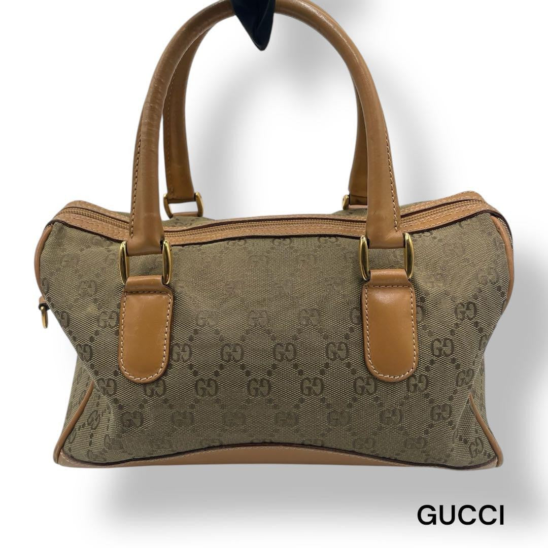 GUCCI Boston Bag Purse GG Canvas Authentic