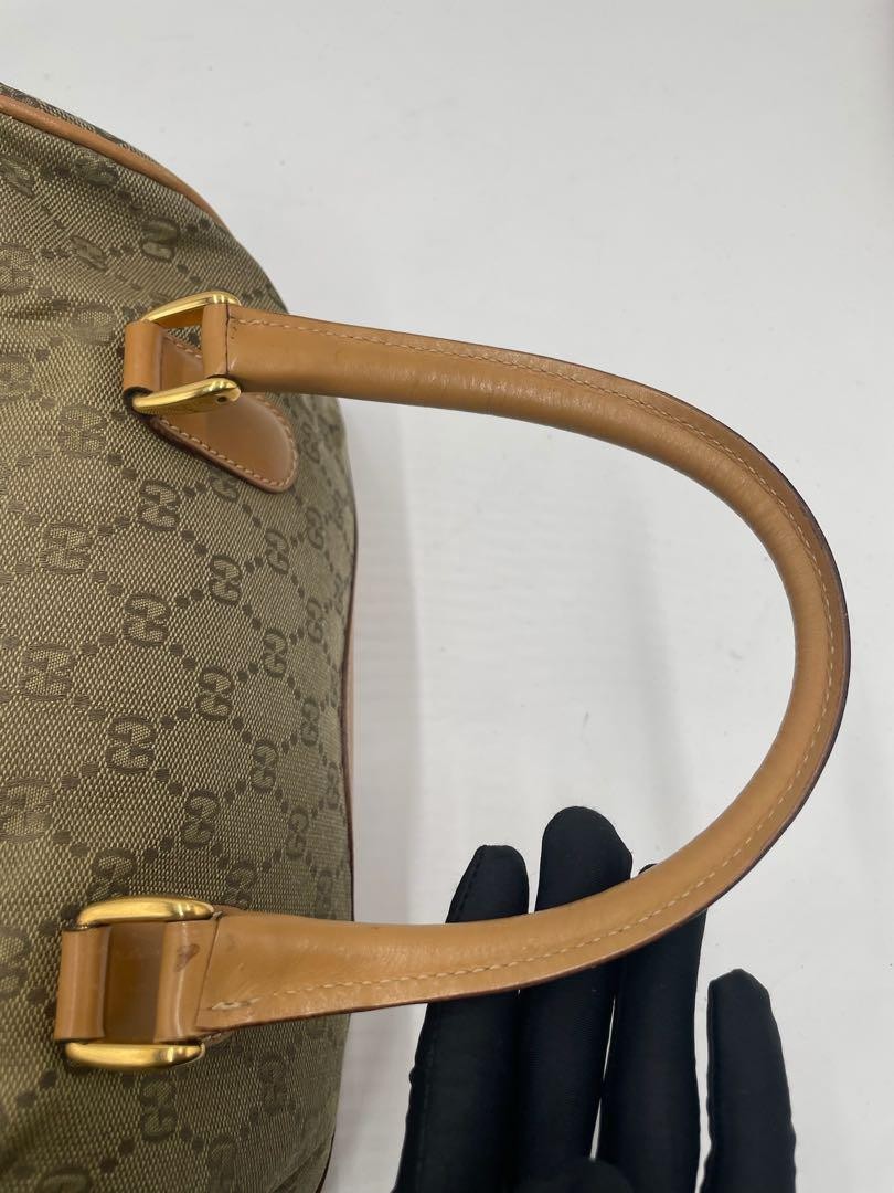 GUCCI Boston Bag Purse GG Canvas Authentic