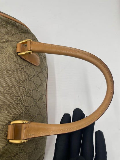 GUCCI Boston Bag Purse GG Canvas Authentic