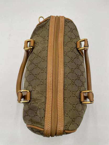 GUCCI Boston Bag Purse GG Canvas Authentic