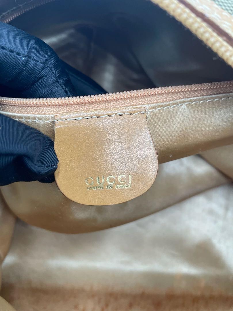 GUCCI Boston Bag Purse GG Canvas Authentic