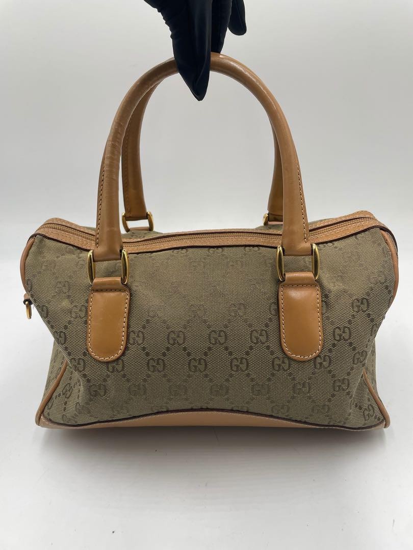 GUCCI Boston Bag Purse GG Canvas Authentic