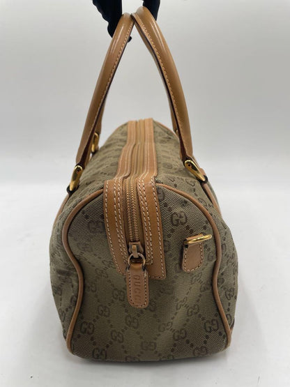 GUCCI Boston Bag Purse GG Canvas Authentic