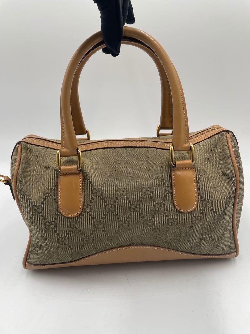 GUCCI Boston Bag Purse GG Canvas Authentic