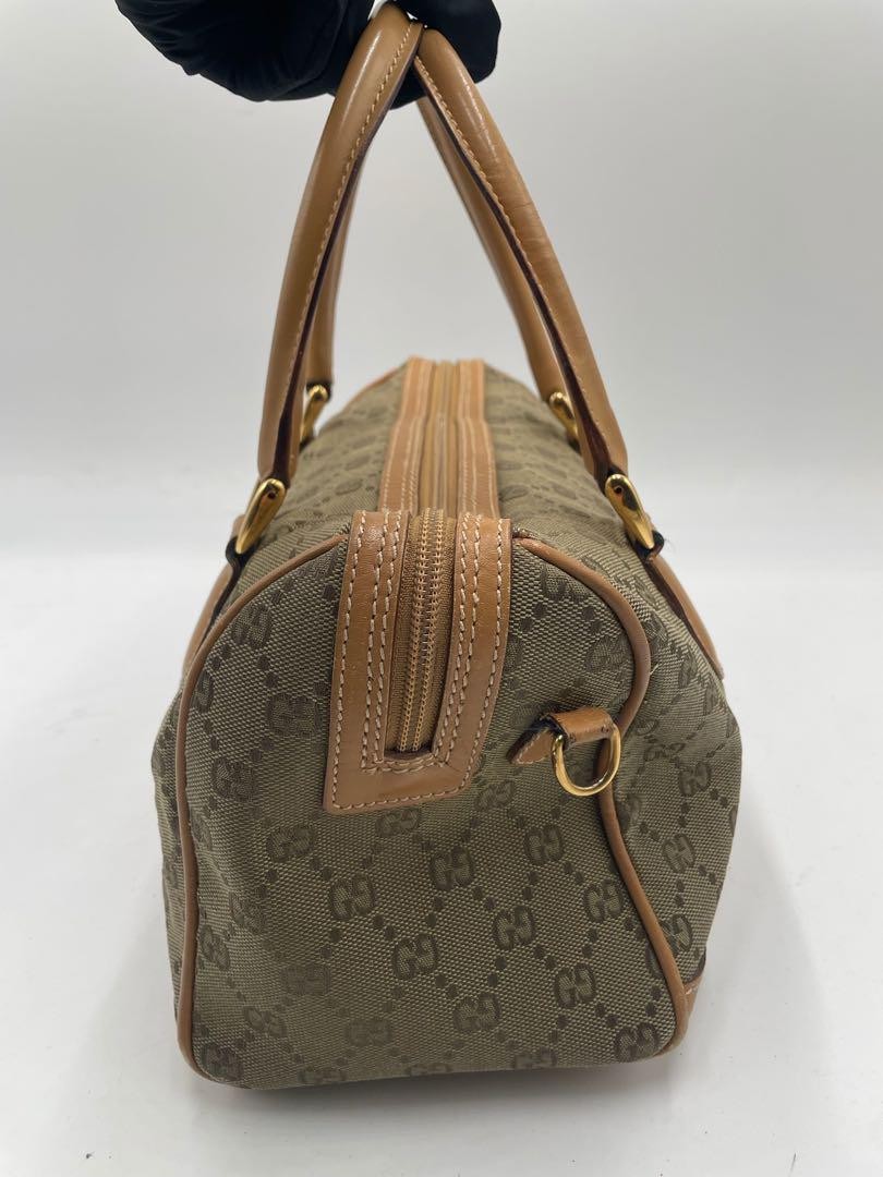 GUCCI Boston Bag Purse GG Canvas Authentic