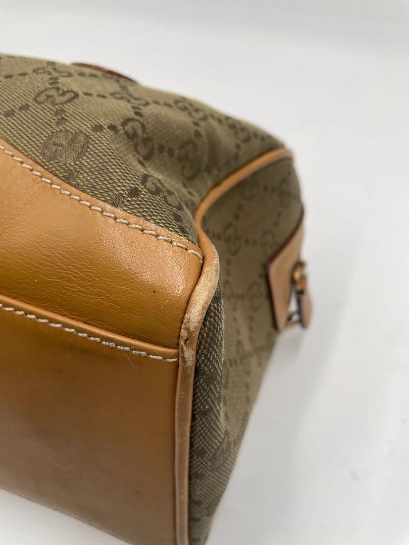GUCCI Boston Bag Purse GG Canvas Authentic