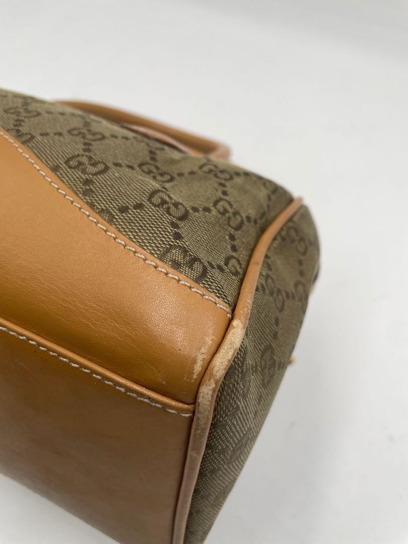 GUCCI Boston Bag Purse GG Canvas Authentic