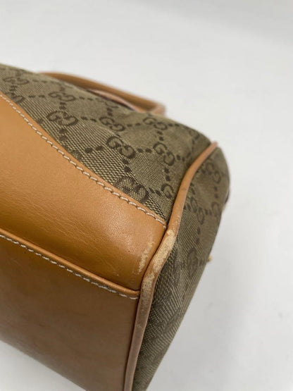 GUCCI Boston Bag Purse GG Canvas Authentic