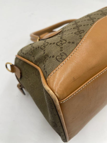 GUCCI Boston Bag Purse GG Canvas Authentic