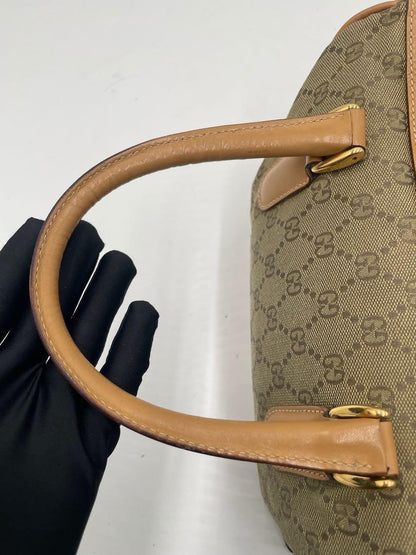 GUCCI Boston Bag Purse GG Canvas Authentic