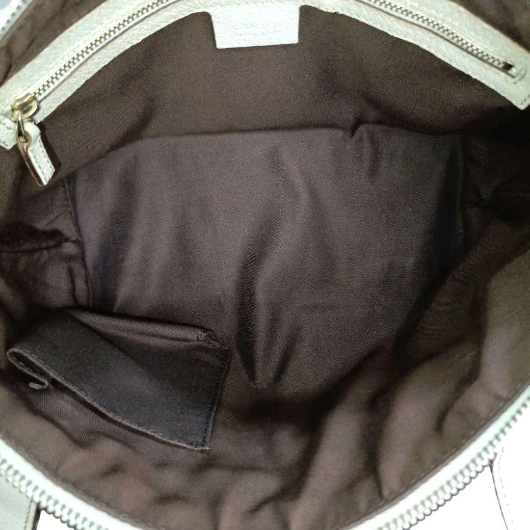 GUCCI Hand Bag Tote Purse GG Canvas Leather Beige White Ivory Authentic