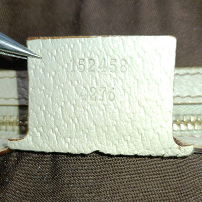 GUCCI Hand Bag Tote Purse GG Canvas Leather Beige White Ivory Authentic