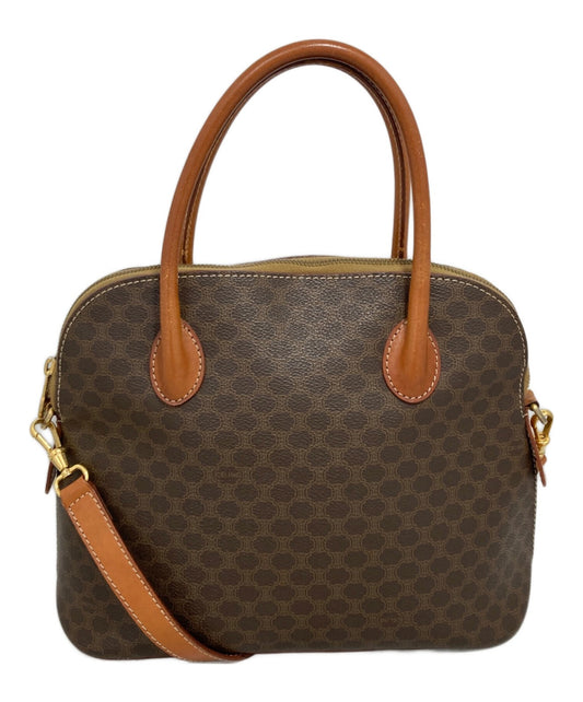 CELINE Hand Shoulder Bag Tote Purse 2way Macadam Brown Authentic