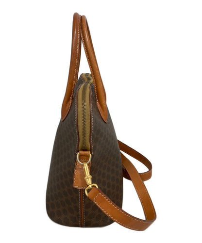CELINE Hand Shoulder Bag Tote Purse 2way Macadam Brown Authentic