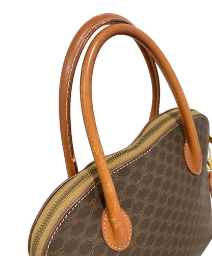 CELINE Hand Shoulder Bag Tote Purse 2way Macadam Brown Authentic