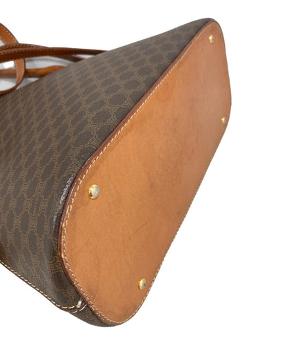 CELINE Hand Shoulder Bag Tote Purse 2way Macadam Brown Authentic