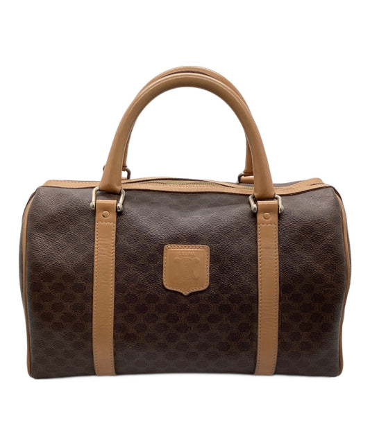 CELINE Mini Boston Bag Hand Bag Tote Purse Macadam Brown Beige Authentic
