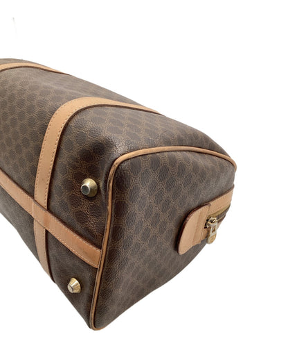 CELINE Mini Boston Bag Hand Bag Tote Purse Macadam Brown Beige Authentic