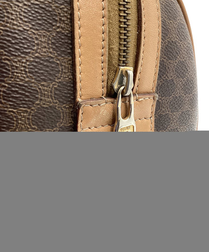 CELINE Mini Boston Bag Hand Bag Tote Purse Macadam Brown Beige Authentic