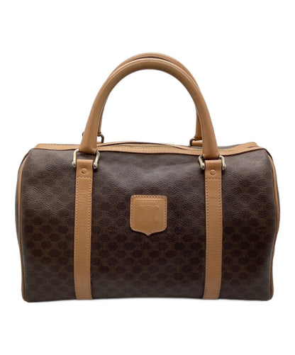 CELINE Mini Boston Bag Hand Bag Tote Purse Macadam Brown Beige Authentic