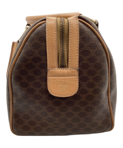 CELINE Mini Boston Bag Hand Bag Tote Purse Macadam Brown Beige Authentic