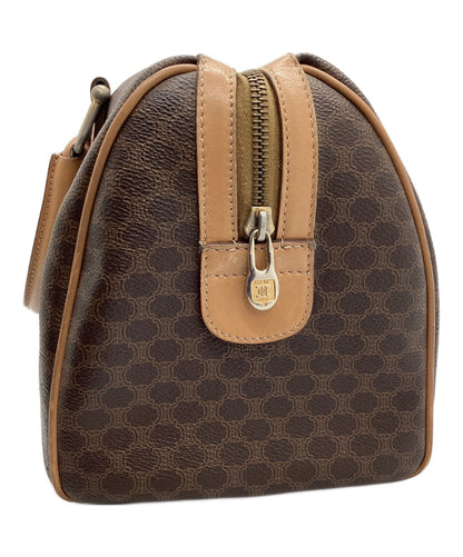CELINE Mini Boston Bag Hand Bag Tote Purse Macadam Brown Beige Authentic