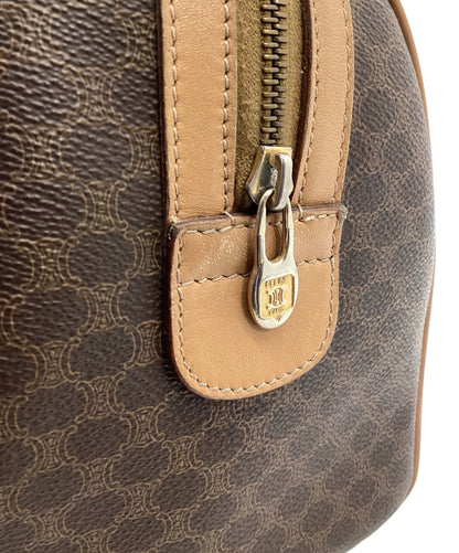 CELINE Mini Boston Bag Hand Bag Tote Purse Macadam Brown Beige Authentic