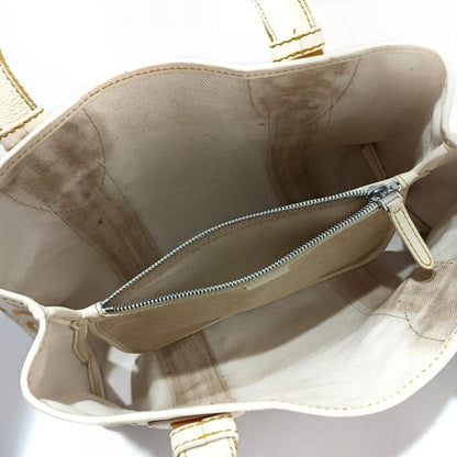 CELINE Hand Bag Purse C Macadam PVC Nylon Leather Gray Beige Dark Yellow Ivory