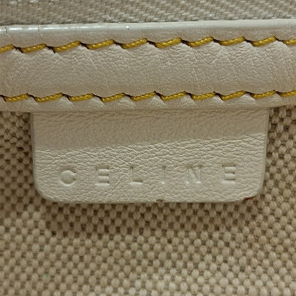 CELINE Hand Bag Purse C Macadam PVC Nylon Leather Gray Beige Dark Yellow Ivory