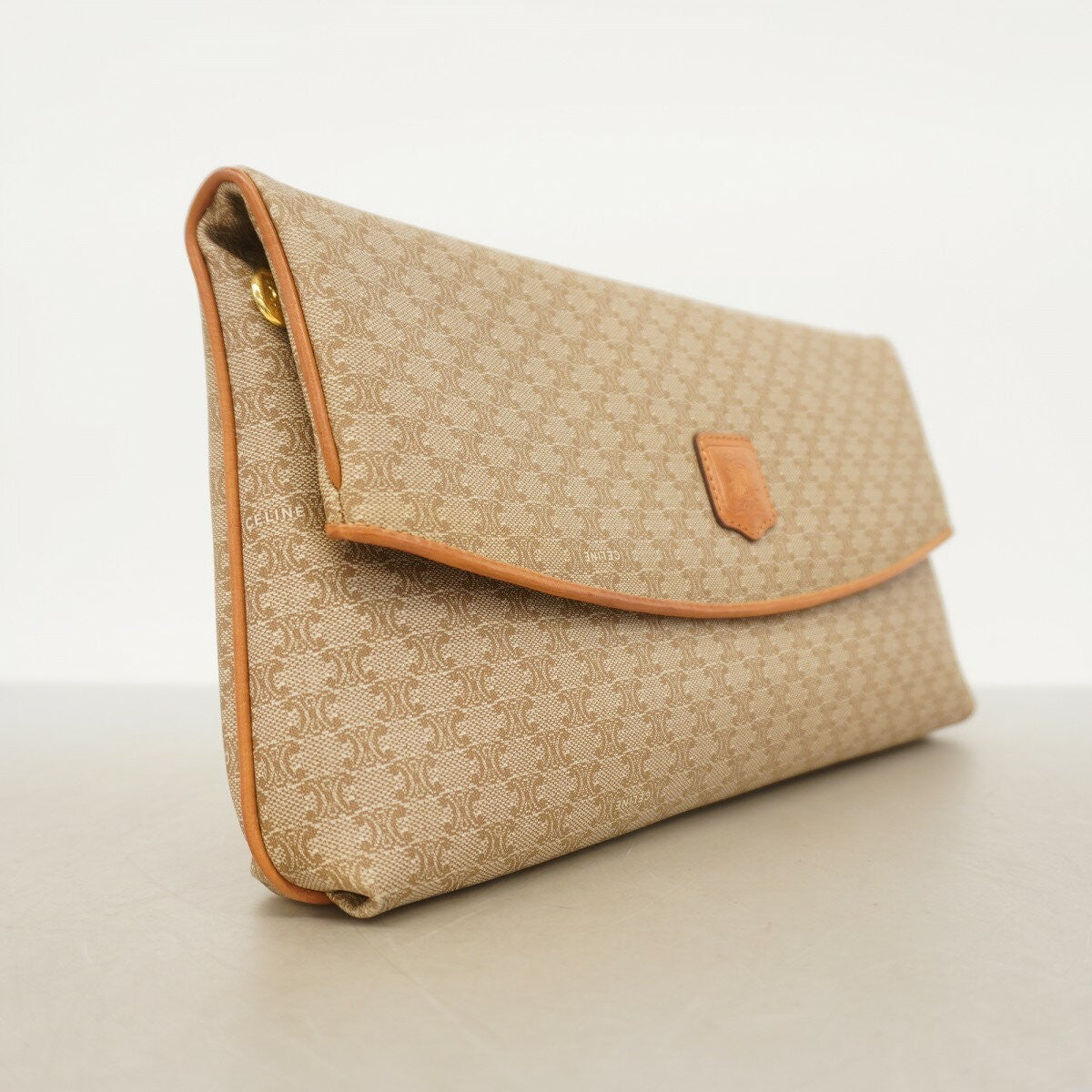 CELINE Clutch Bag Second Bag Macadam PVC Brown Authentic