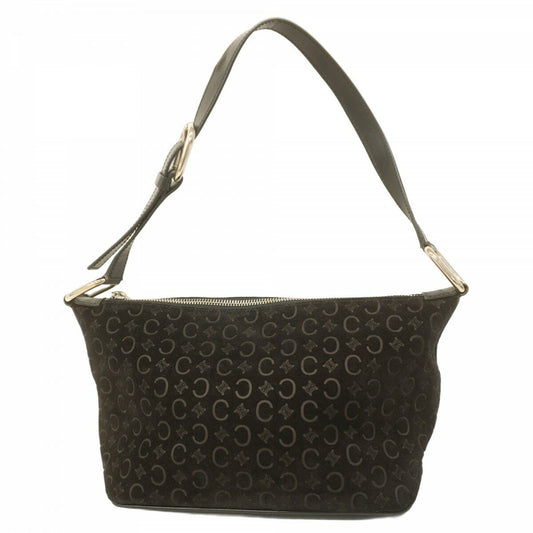 CELINE Shoulder Bag Purse C Macadam Suede Black Authentic