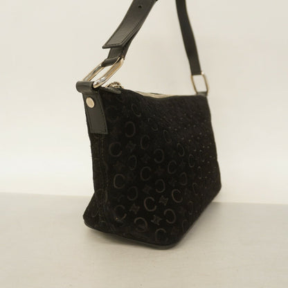 CELINE Shoulder Bag Purse C Macadam Suede Black Authentic