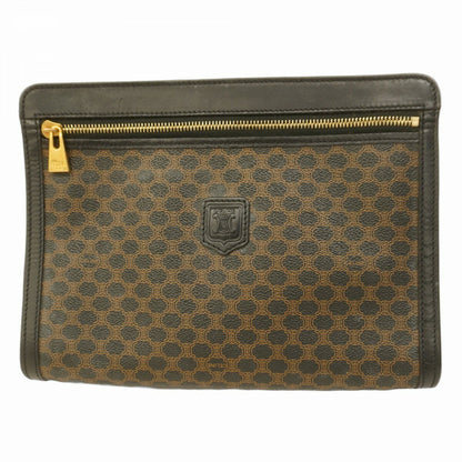CELINE Clutch Bag Second Bag Macadam PVC Black Brown Authentic