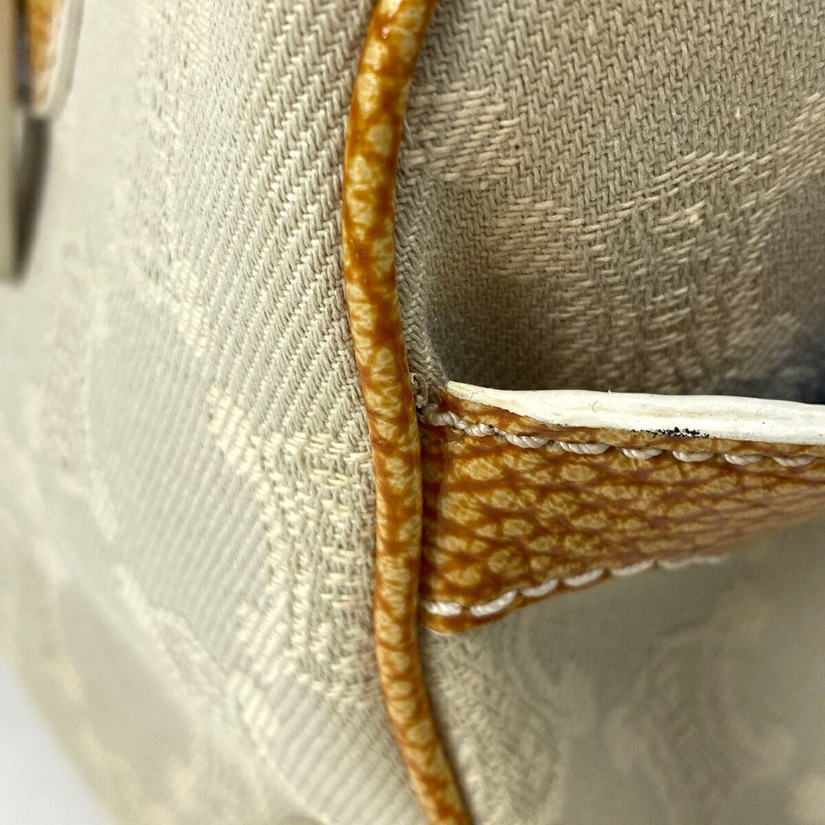 CELINE Hand Bag Tote Purse Boogie Macadam Canvas Leather Brown Ivory Authentic
