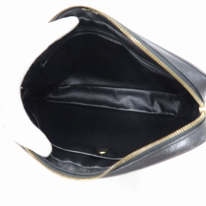 CELINE Clutch Bag Second Bag Macadam Leather Black Authentic